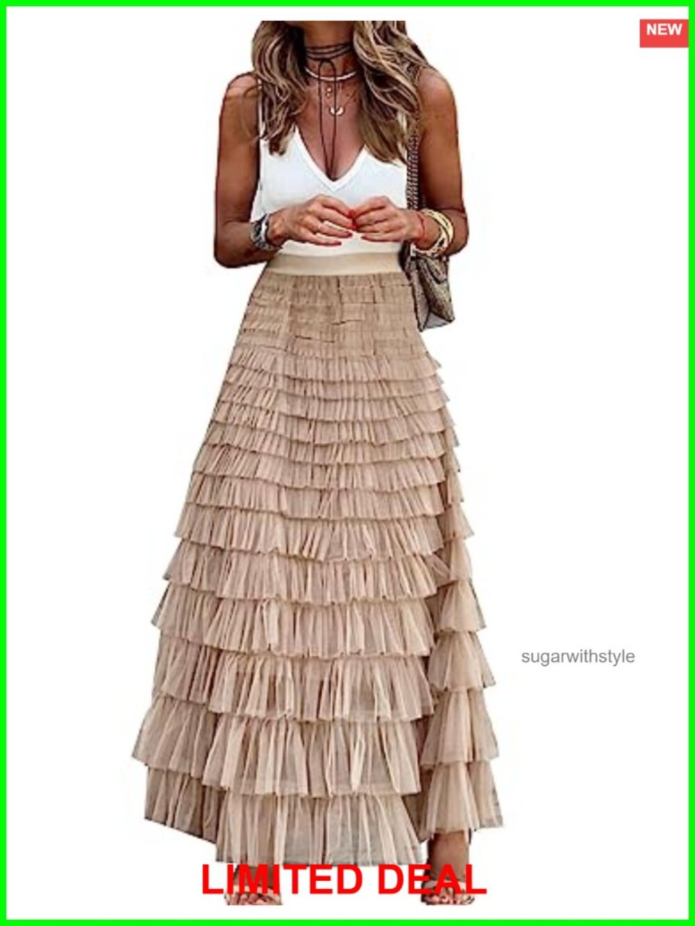 Womens Long Maxi Tulle Skirt A Line High Waisted Tiered Layered